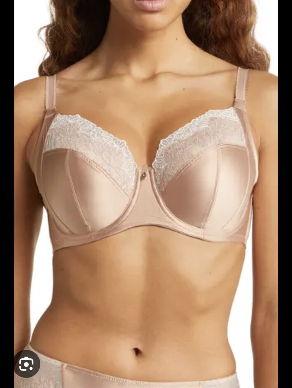 Wacoal Side Note Full Coverage Satin Lace Underwire Bra sz 34G Champagne Ivory
